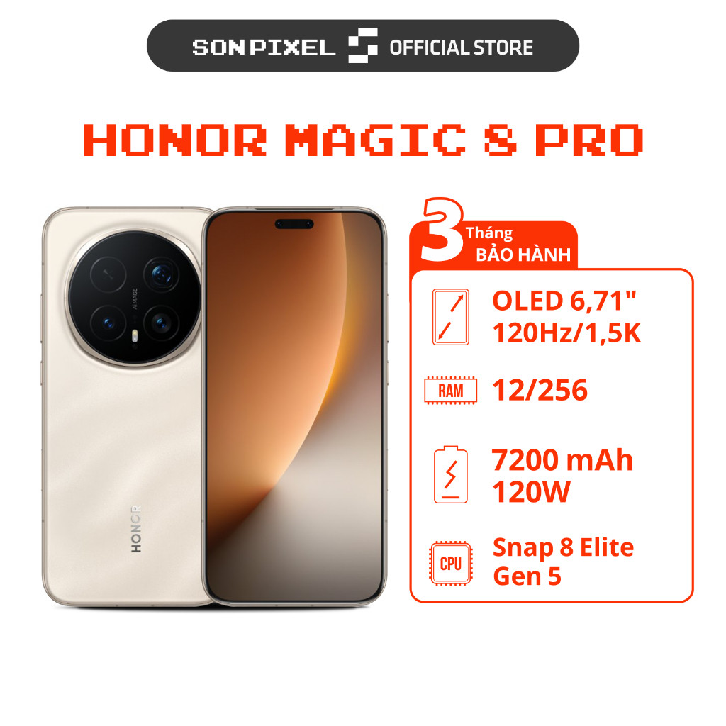 [Máy Cũ] Điện Thoại Honor Magic 8 Pro, Chip Snapdragon 8 Elite Gen 5, Ram 12/16GB. SonPixel