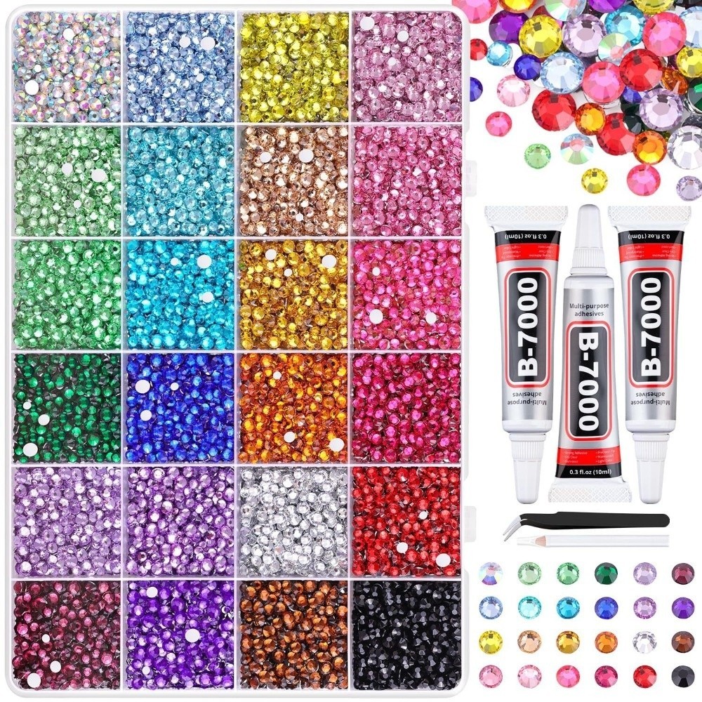 Bộ kim cương giả HOBBYIN nhựa nhiều màu, dùng cho Crafting và trang trí kính