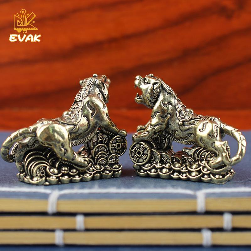 Tượng hổ bằng đồng Alittlesetrtu - Thủ công kim loại cung hoàng đạo Trung Quốc để trang trí gia đình & bàn VN