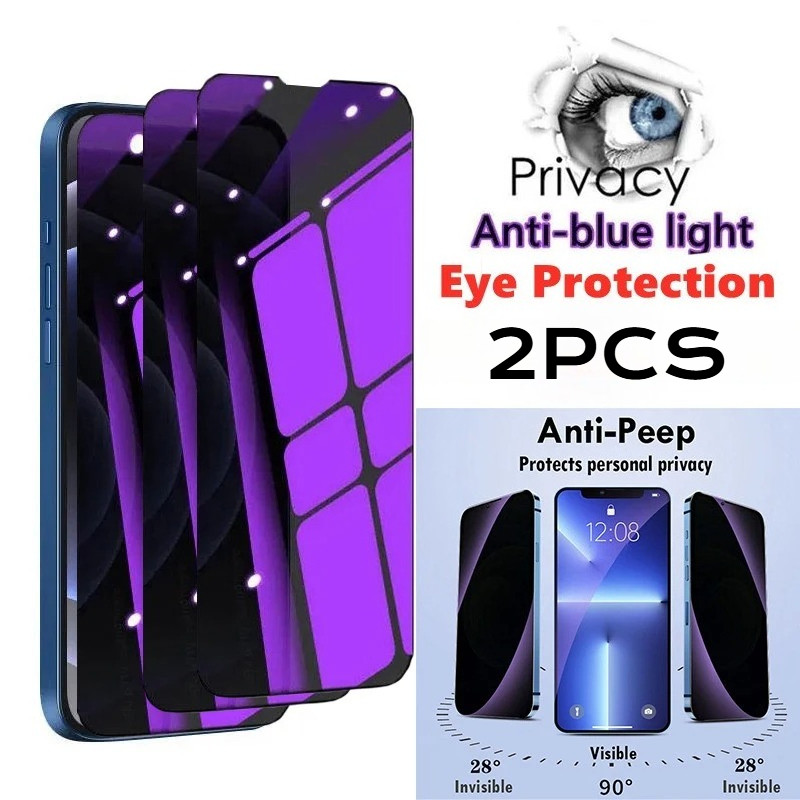 2 Chiếc HD Trong Suốt Kính Cường Lực Cho Apple iPhone 17 Air Pro Max Chống Gián Điệp Riêng Tư Chống Ánh Sáng Xanh Bảo Vệ Màn Hình Điện Thoại Cho Apple iPhone 16e 16 15 Plus Pro Max Matte Glass Film