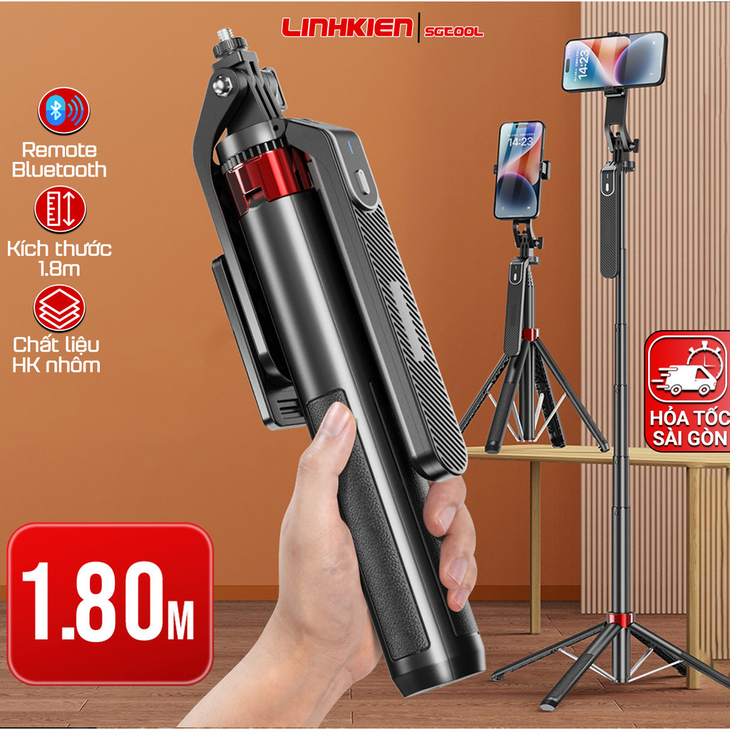Gậy chụp hình 4 chân Selfie Tripod P180/P185/P320 quay Video Livestream Chụp Hình xoay 360 độ Cao 1,8m 2,2m