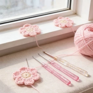 YOI DIY Crafting Hook Bộ tay cầm cao su màu hồng Kích thước khác nhau Sáng tạo