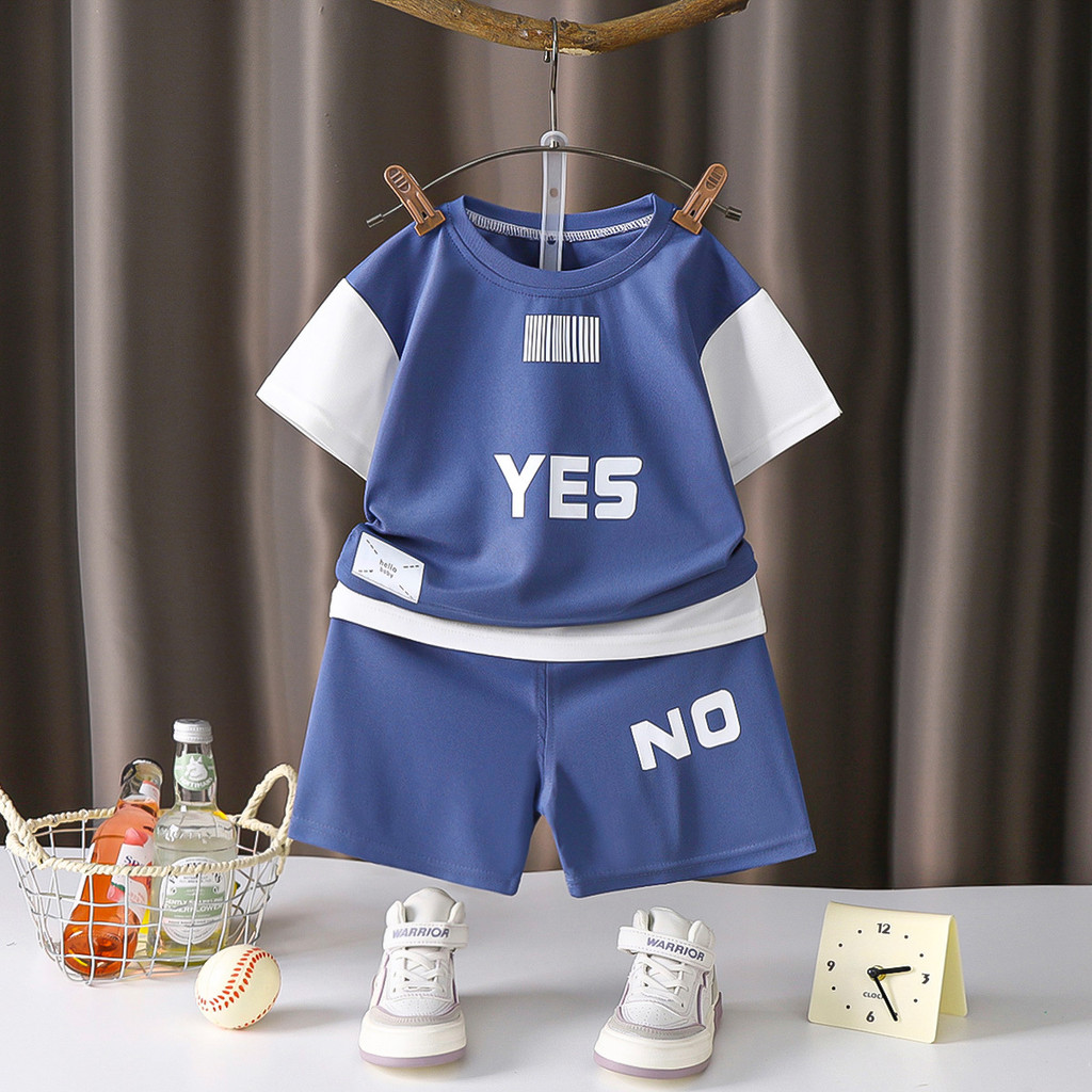 Trẻ Em Mùa Hè Loungewear Bộ Đồ Hai Mảnh Bé Trai Bé Gái Màu Sắc Phù Hợp Với Quần Short Tay Ngắn Thoáng Khí Thoải Mái Phù Hợp Với 80-130 Kích Thước EVOP