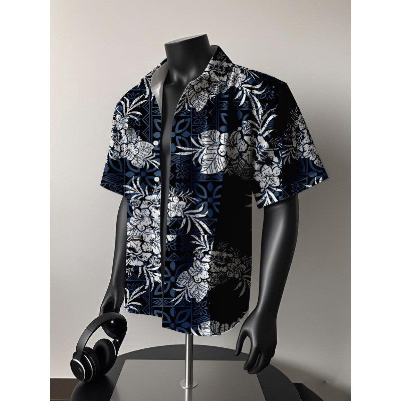 Áo sơ mi ngắn tay in hình Hawaii phong cách Mỹ, phù hợp đi biển mùa hè