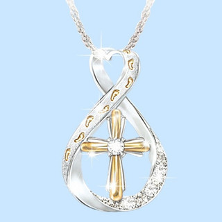 Bảo Quản Màu Vòng Cổ Kim Cương, Xương Rồng và Trái Tim Đào Two-Tone Cross Motif - Phù Hợp Cho Phụ Nữ