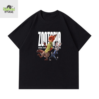 Áo thun nam với họa tiết hoạt hình Zootopia dễ thương, đáng yêu, thời trang và đa năng, hoàn hảo cho các cặp đôi.