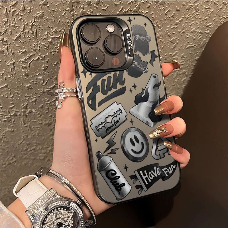 Phim hoạt hình minh họa cho iPhone 17 Blast 16 Hard Case 15 Vỏ điện thoại 14promax Màu Bạc 13 Cao cấp 12 Frosted