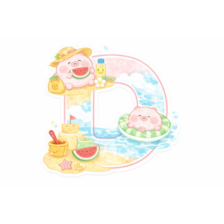 32 MÓC KHOÁ CHỮ CÁI HEO HỒNG ĐI TẮM BIỂN ĐÁNG YÊU MÙA HÈ SUMMER KEYCHAINS