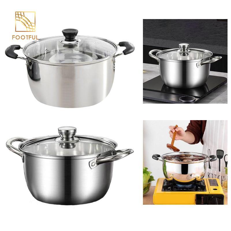 Nồi Canh Inox Dung Tích Lớn Chảo Nấu Nhanh Tay Cầm Đôi Nồi Cho Bếp Điện Nấu Ăn Gia Đình