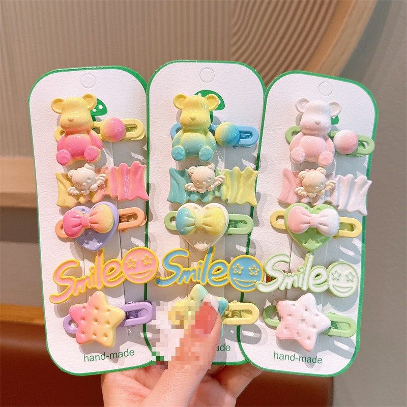 Set 5 kẹp tóc gấu bear smile mẫu mới dành cho bé gái siêu hot