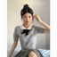 Áo len dệt kim cổ polo phối nơ họa tiết kẻ caro phong cách tiểu thư XIMIMI SP434