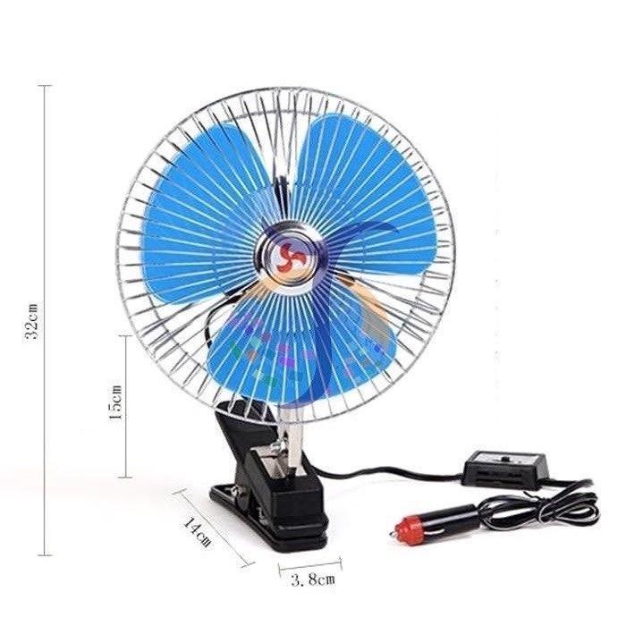 ￼Quạt Kẹp Ô Tô 12V - 24V Lắp Cho Mọi Dòng Xe Ô Tô, Xe Tải, Có Lồng Sắt Cao Cấp Quạt Kẹp Bình Ắc Quy