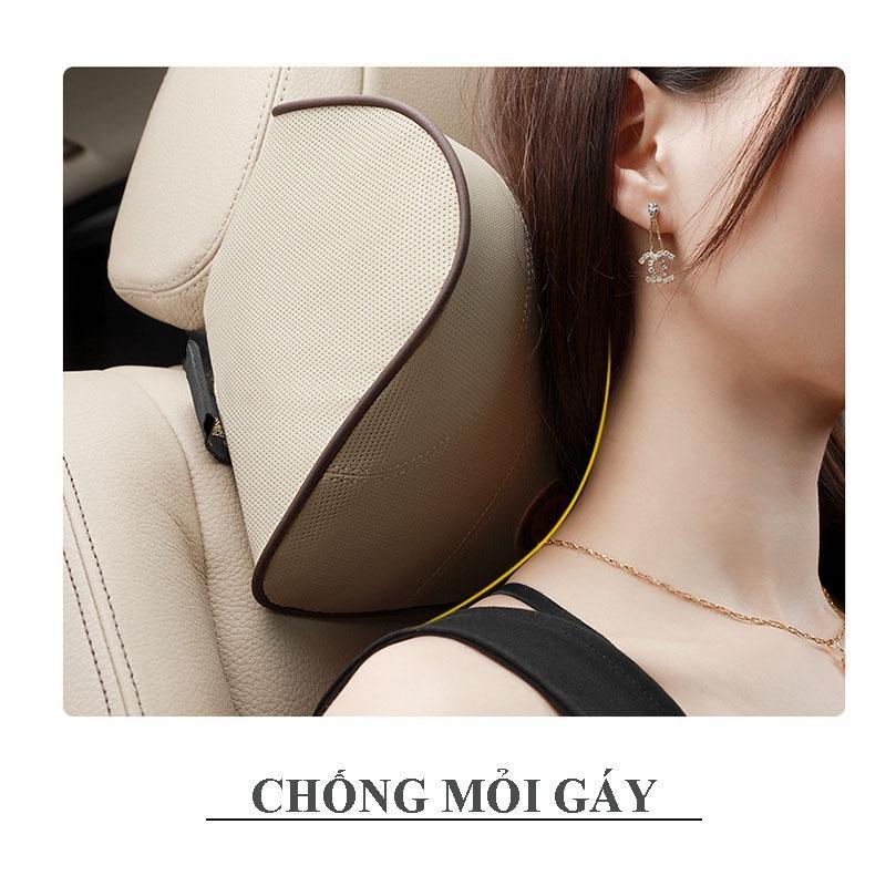 Bộ gối tựa đầu ô tô, gối tựa lưng ô tô DREAM chất liệu cao su non bọc da Cao Cấp chống đau mỏi lưng,cổ vai gáy