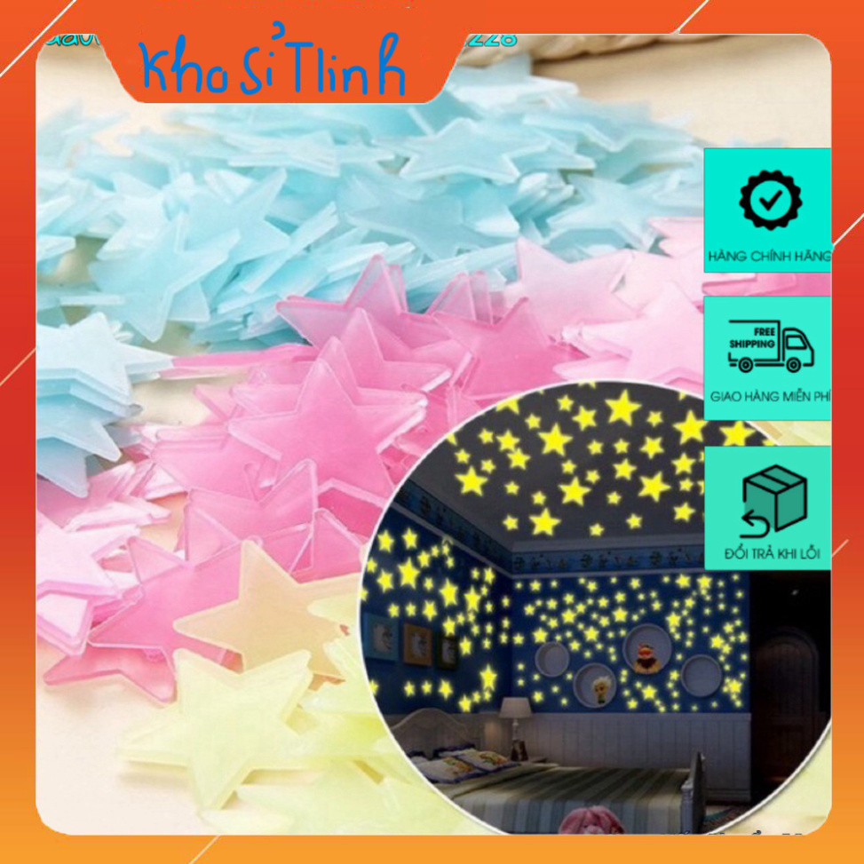 Bịch 100 Sao Phát Sáng Dán Tường , Decor Nhà Cửa (Tuyển Sỉ) [FREESHIP]