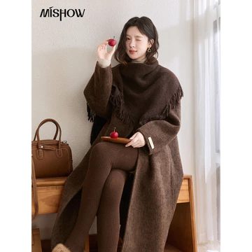 MISHOW Áo Len Nữ Có Khăn Mùa Đông Vô Hình Khóa Thiết Kế Áo Len Áo Khoác Rời Thanh Lịch Ấm Áp Áo Khoác Ngoài MXE93W1030