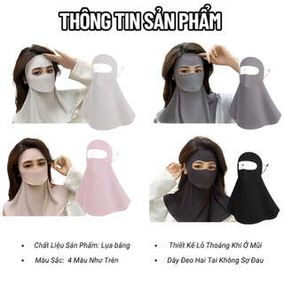Khẩu Trang Chống Nắng Full Mặt Chống Tia UV Che Kín Mặt Chất Liệu Lụa Băng Mềm Mát, Thoáng Khí