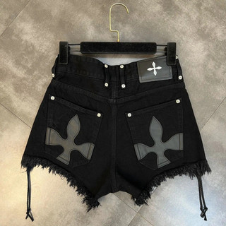 Quần short denim dây rút tua rua nữ Cạp cao 2026 Mùa hè Phong cách tối màu Size lớn