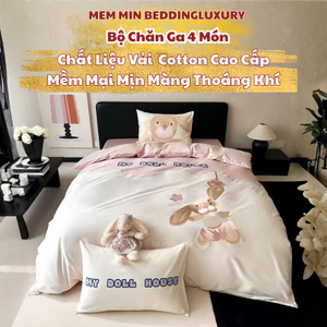 Bộ vỏ chăn ga gối 4 món chất liệu t100S Cotton Xinjiang cao cấp Memminbedding LUXURY thêu tay tinh tế