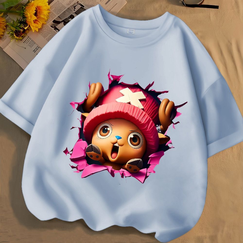 One Piece Chopper Hoạt Hình Trẻ Em Áo Anime Dễ Thương In Đồ Họa Thường Ngày Trang Phục Trường Học Mùa Hè