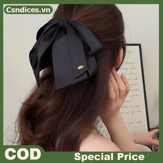 Csndices Đơn Giản Bla Satin Nơ Đuôi Ngựa Kẹp Dành Cho Nữ Cô Gái Ánh Sáng Sang Trọng Kẹp Tóc Tính Khí Tinh Tế Phụ Kiện Tóc VN