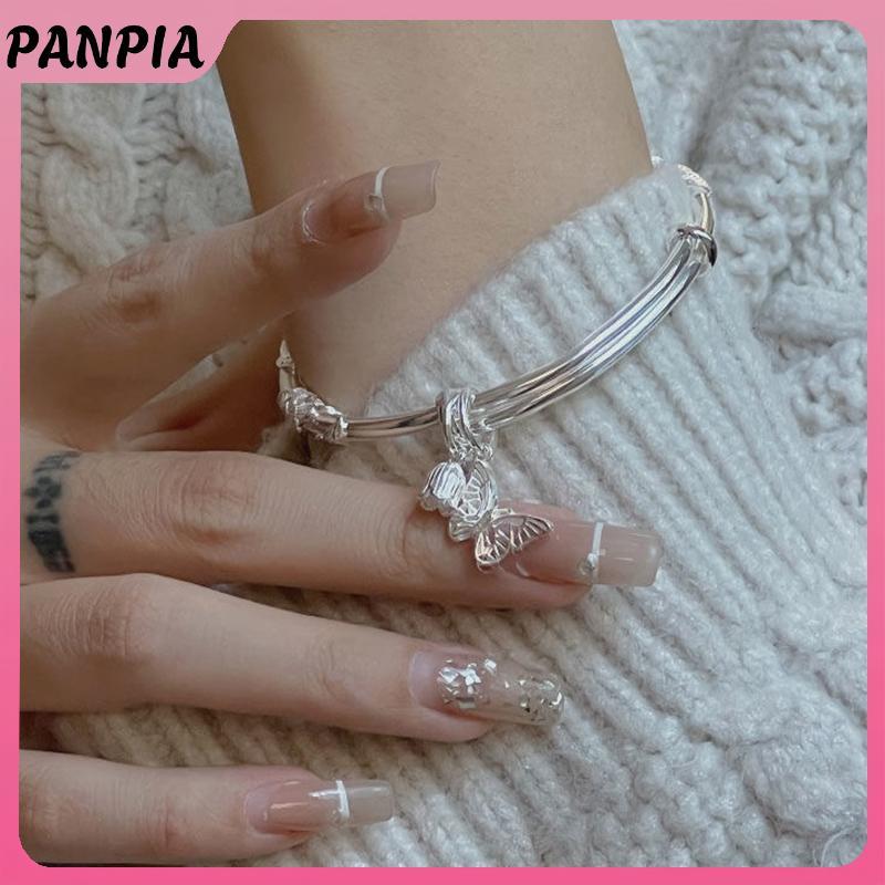 PNPIA- Bạc Nữ Toàn Diện Hoa Chuông Bướm Vòng Tay Ánh Sáng Sang Trọng Mở Có Thể Điều Chỉnh Vòng Tay Nữ Trang Sức Phụ Kiện
﻿
