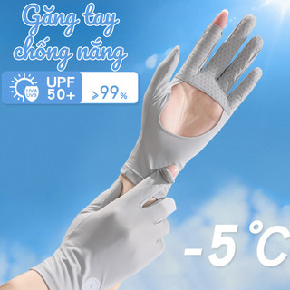 Găng Tay Chống Nắng Hở Ngón Chống Tia UV, Găng Tay Lái Xe Đi Nắng Vải Lụa Băng Co Giãn, Thoáng Khí