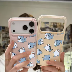 Cá mập xanh nhạt phù hợp với vỏ điện thoại iPhone 17 Air, cảm giác da 14/13/11 Pro