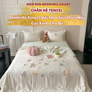 Chăn hè tencel cực mát với họa tiết thêu nổi mang phong cách dễ thương cho bé MemminbeddingLuxury