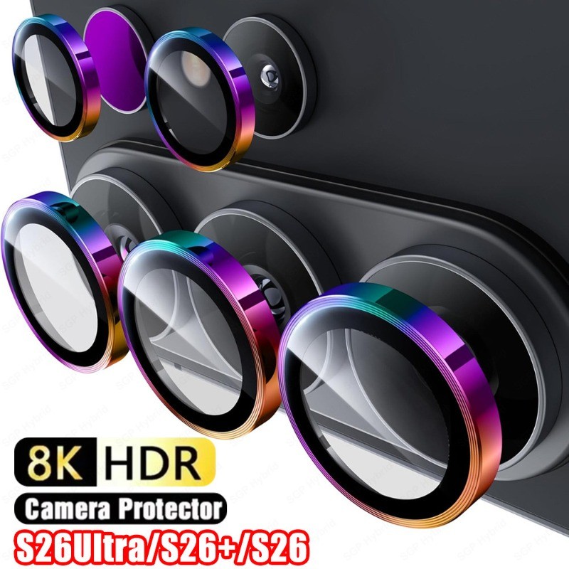 Ống kính máy ảnh 9D hợp kim nhôm cho Samsung Galaxy S26/S26 Plus/S26 Ultra kèm bảo vệ ống kính cường lực
