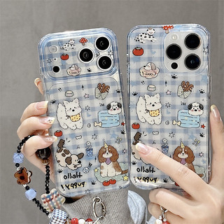 Chó ca rô + Vòng tay cho iphone17 17promax 16promax 15promax 14 / 13 / 15 / 16pro iphone13 vỏ TPU iphone mới chống bụi