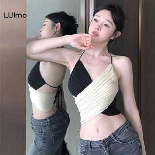 LUImo Mùa Hè Mặc Chữ Thập Dây Treo Ne Đan Camisole Nữ Mới Ngọt Ngào Gợi Cảm Áo Ngực Ngắn Top SBS