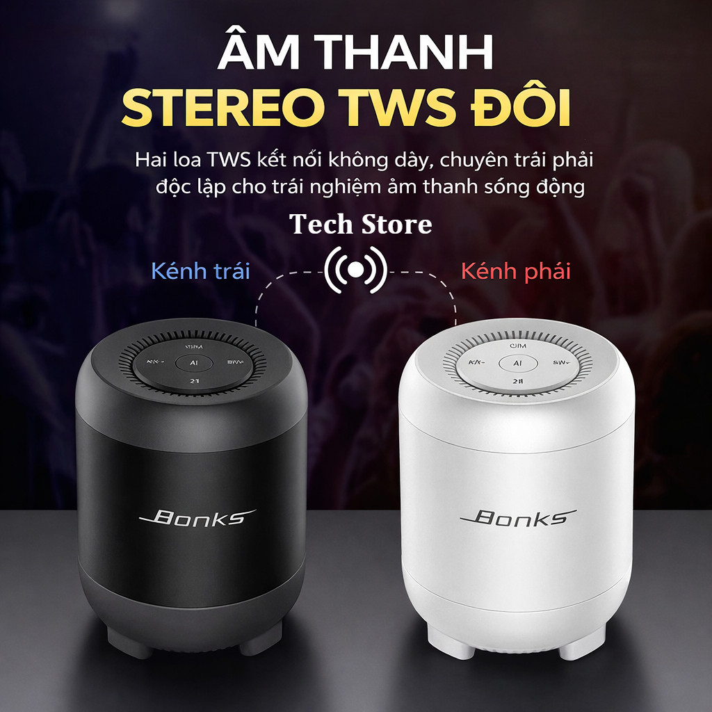 𝐓𝐞𝐜𝐡 𝐒𝐭𝐨𝐫𝐞 Loa Bluetooth Q33 Mini Không Dây HiFi Siêu Bass Bluetooth 5.0 Hỗ Trợ Thẻ Nhớ 32GB