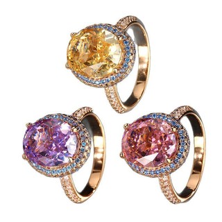 Nhẫn nữ đá nhiều màu, đáy đồng mạ vàng, kích thước 8x10mm