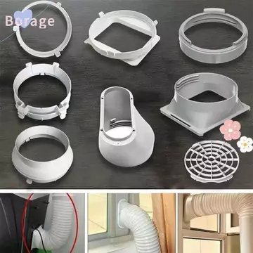 Đầu nối ống xả điều hòa BORRAONE, Thay thế giao diện ống xả hình tròn / vuông, Phụ kiện điều hòa di động bằng vách ngăn ABS bền bỉ