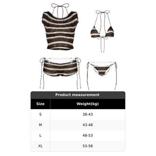Đồ bơi nữ NOOKSTORY, Vintage Tie Chi tiết Bikini đi biển, Thời trang Flattering Sọc 4 mảnh Bikini Set Đi biển Kỳ nghỉ