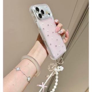 Sang Trọng Lỗ Lớn Hai Lớp Màu Hồng Toàn Màn Hình Love Bow Ốp lưng iPhone 17 16 15 14 13 Pro Max Chống Sốc Bảo Vệ Camera Ốp Lưng Cứng Chống Rơi