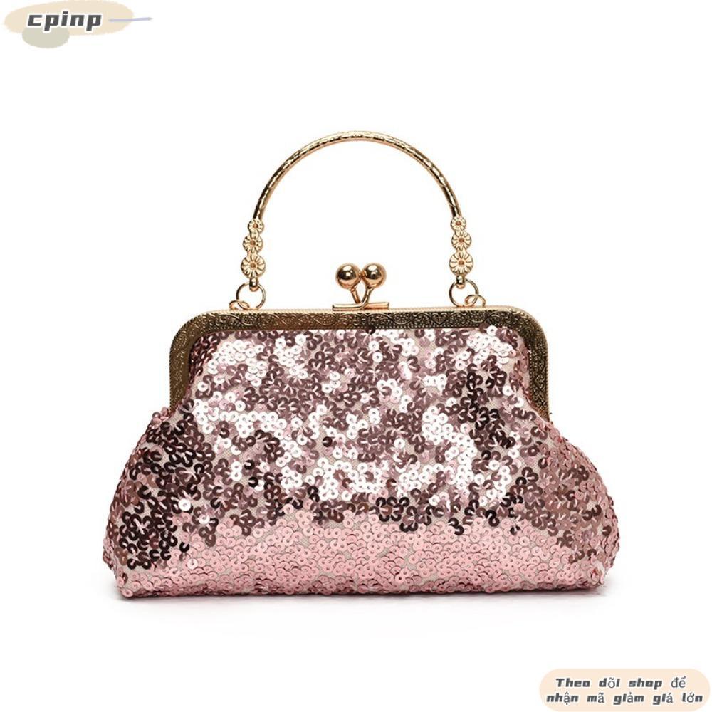 Túi ly hợp nữ CPINCP, Túi đeo chéo tinh tế sáng bóng, Túi đựng mỹ phẩm dung lượng cao Sequin thời trang dành cho nữ