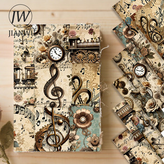 JIANWU 12 Cái / bộ Vintage Flower Gear Âm Nhạc Phong Cảnh Cắt Kéo Thêu Sò Chất Liệu Giấy Sáng Tạo DIY Rác Tạp Chí Văn Phòng Phẩm