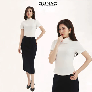 Áo thun nữ GUMAC cổ lọ dáng ôm tay ngắn thun gân co giãn tôn dáng LATE1111