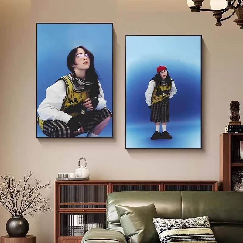 Ca Sĩ Nổi Tiếng Billie Eilish Thời Trang Ngôi Sao Chân Dung Canvas Tranh Nghệ Thuật Nhà Trang Trí Tường Canvas Poster