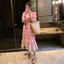 Trang phục bà bầu mùa hè - Váy chiffon dáng Ashort sleeves, họa tiết kẻ sọc ngọt ngào