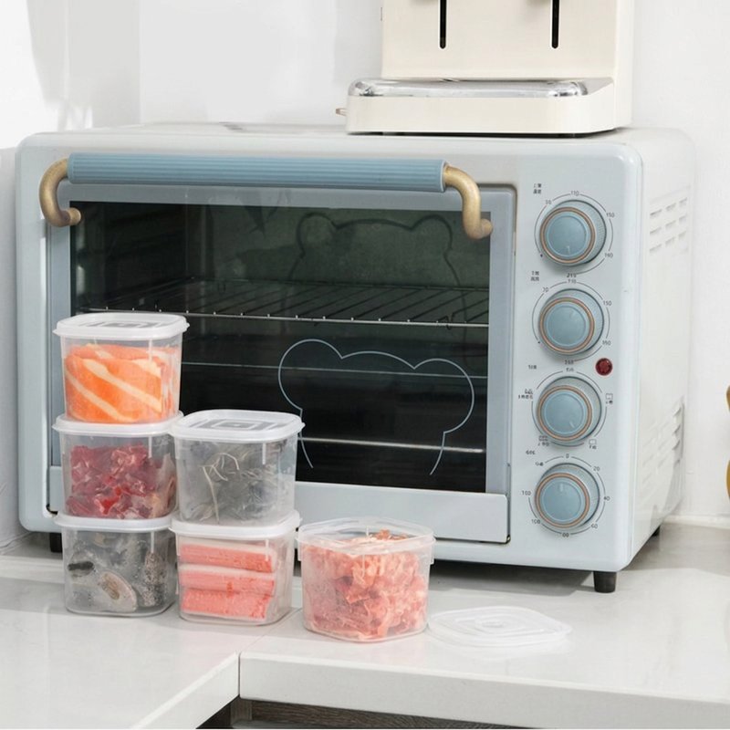 Bộ 7 hộp đựng thực phẩm kín chống tràn an toàn thực phẩm dùng lò vi sóng vạch chia định lượng phù
