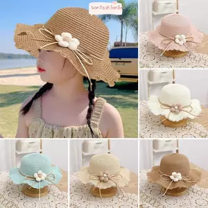 ITRUMPET Trẻ Em Mũ Rơm Túi, Chống Tia UV Vành Lớn Mũ Chống Nắng, Ngày Lễ Xuân Hè Du Lịch Mũ Đi Biển Thoáng Khí Trẻ Em Bé Gái