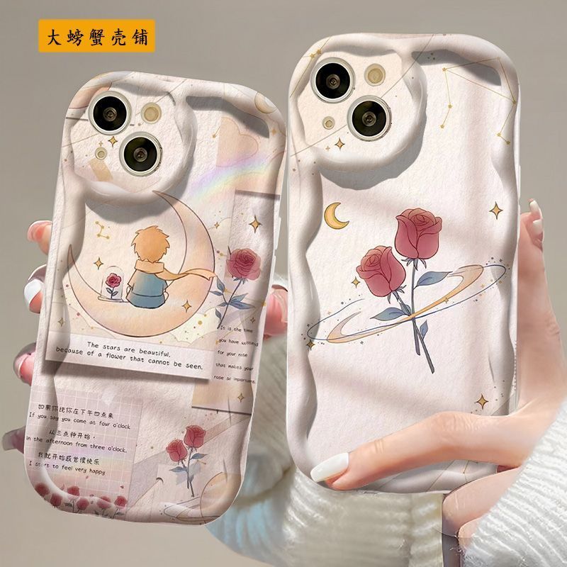Ốp điện thoại họa tiết kem hoa hồng lãng mạn The Little Prince iPhone / edfq