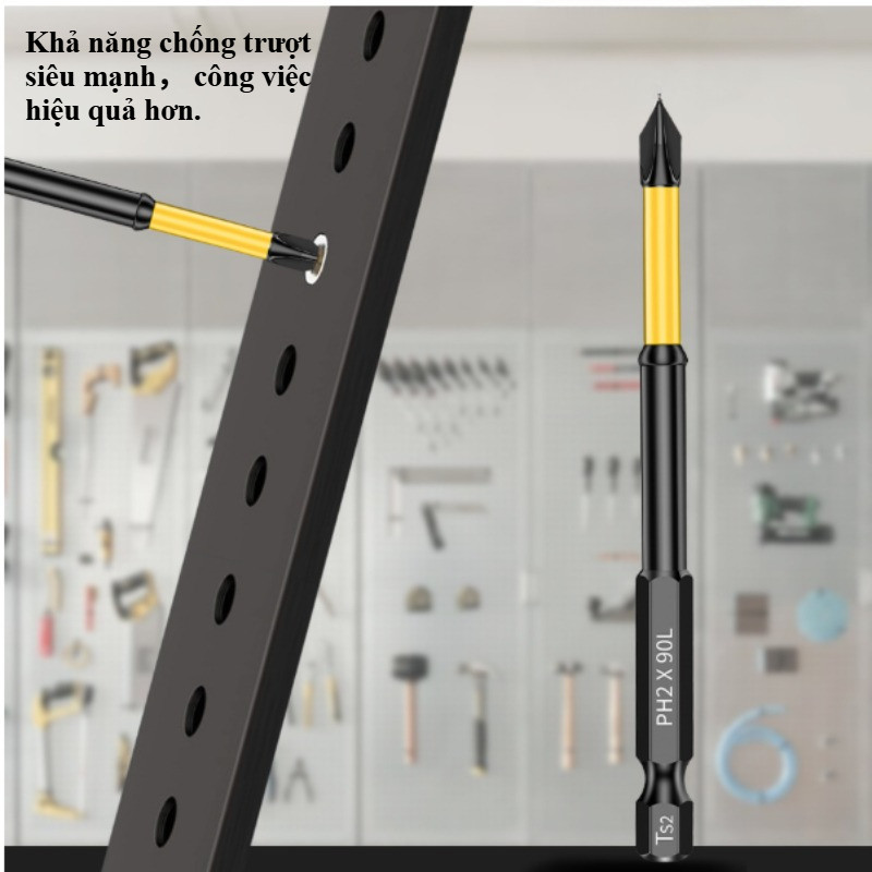Bộ mũi tuốc nơ vít đầu chữ thập,am châm mạnh,bộ 12 món,thiết kế chống trượt,Dành cho dụng cụ điện,Cổng 6.35mm