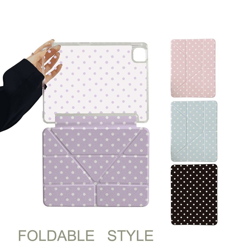 Vỏ Da Trong Suốt Lilac Polka Chậu Cho Mini6 Mini7 A17Pro IPad 5 6 7 8 9 10 11 A16 12 A19 Air 2 3 4 5 6 7 Air 11 M2 M3 M4 2026 Pro10.5 Pro11 M4 M5 Pro13 2024 2025