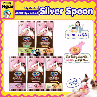[ Combo 6 - 12 - 24 gói ] Súp Thưởng Cho Mèo Silver Spoon Unicharm Dạng Thìa Nhật Bản Gói 40g