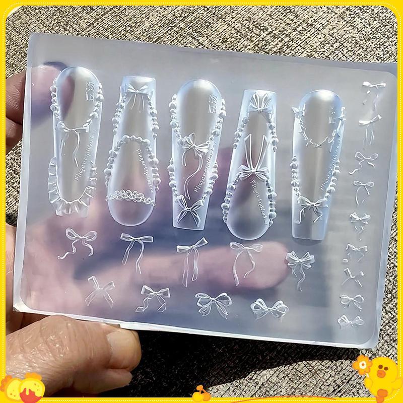 [Gengli] Nơ Hạt Dây Ruy Băng 3D Acrylic Khuôn Trang Trí Móng Tay Nghệ Thuật Thiết Kế DIY Silicon Móng Tay Nghệ Thuật Khuôn Mẫu Cho Móng Tay Quyến Rũ