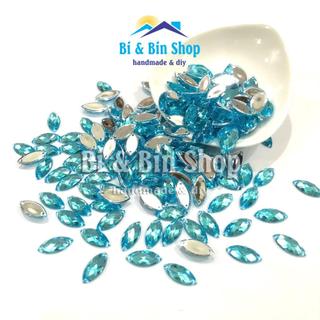 144 Viên Đá Kết Nhựa Lá Me 7x15mm Đính Kết Trang Phục Làm Phụ Kiện Thời Trang