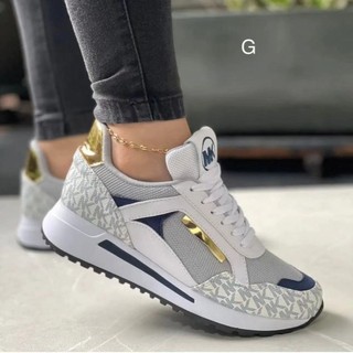 Giày thể thao thông thường mũi tròn cỡ lớn 224 Giày lưới buộc dây đơn nữ 0PDO